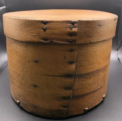 Antique Early Primitive Country Wood Dark Pantry Storage Box 9.75" X 7.75” - Image 1 of 4