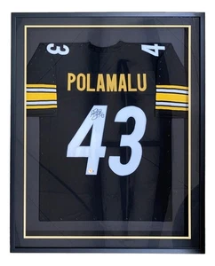 Troy Polamalu Pittsburgh Signed Framed Custom Black Football Jersey BAS ITP - Picture 1 of 3