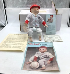 Jugador de béisbol Michael de porcelana vintage '91 Ashton Drake con certificado - Imagen 1 de 6