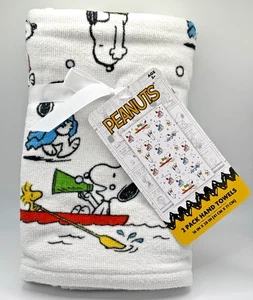 PEANUTS Handtücher 2er Pack weiß Snoopy Woodstock Sommer Wassersport Neu mit Etikett - Bild 1 von 5