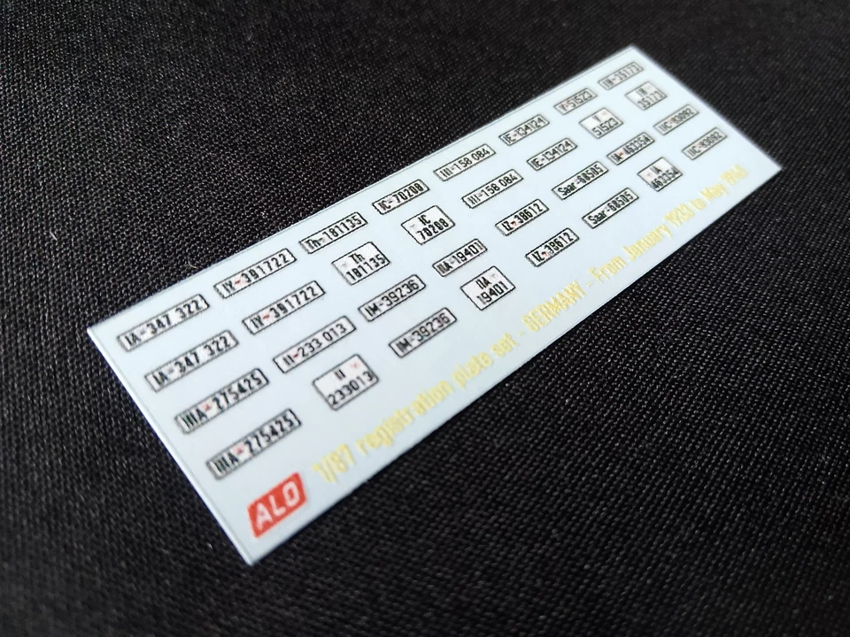 1933-1945 PLAQUES D'IMMATRICULATION ALLEMAGNE 1:87 DECALS - POUR 16 VOITURES - Photo 1/1