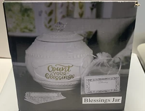 Ceramic Blessings Jar W/Bag & Blank Blessing Cards For Wedding, Family - Picture 1 of 5