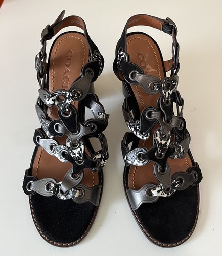 Coach MH Sandalo Cll MXM Nero Sandali Eleganti Nero Scarpe Tacco Medio 7B Estate