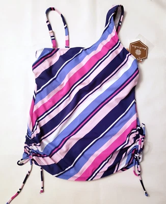 Tankini de natación Beach Native para mujer talla S sujetador incorporado a rayas lateral Rush *G Foto 1 de 4