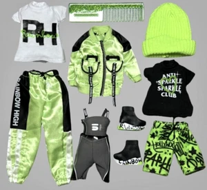 Rainbow Shadow High Jade Hunter Nicole Steel Doll Outfit Clothes Shoes Green Lot - Picture 1 of 7