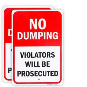 2 Stück No Dumping Schild 10x 7,04" Aluminiumschild rostfrei Aluminium-UV geschützt - Bild 1 von 3