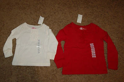 NWT Girls Greendog Long Sleeve Ruffle Top Ivory or Red Size 2/2T or 6 Nice LQQK - Image 1 of 3