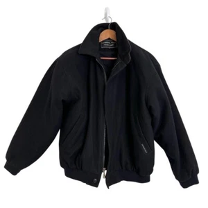 Members Only Black Label Insulated Wool Puffy Bomber Jacket Black Size M - Picture 1 of 9