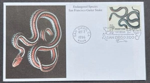 GARTER SNAKE #3105k OCT 2 1996 SAN DIEGO CA FIRST DAY COVER (FDC) BX3-1 - Picture 1 of 1