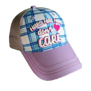 Caterpillar CAT Equipment Kids Youth "Hard Hat Hair don't care" Purple plaid  - Picture 1 of 1