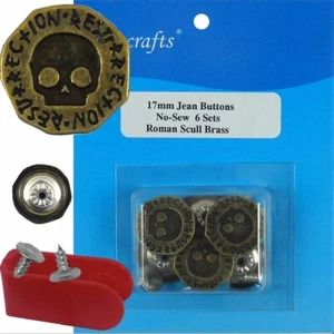 17 mm No-Sew Brass Replacement Jean Tack Buttons (FGA13_6)  6 CT. w/Tool - Picture 1 of 3