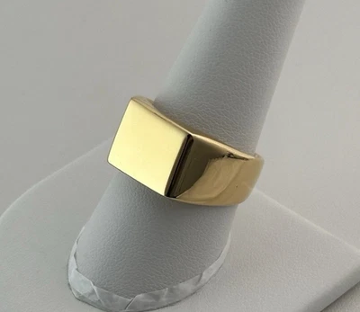 Anel de sinete oval de ouro aço inoxidável banhado a ouro anel em branco tamanho 8,75 - 10 - Imagem 1 de 4