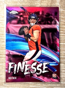 2024 Topps Chrome Finesse Pink Refactor Bo Nix Rookie Denver Broncos #F-4 - Picture 1 of 2
