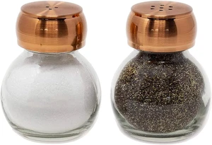 Set shaker sale e pepe orbitale 3", piano in rame e base globo in vetro - Foto 1 di 12