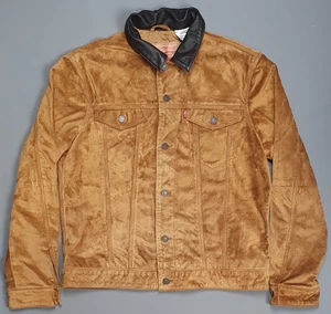 Levis Mens Suede Leather Trucker Jacket Size XL Biker Tan Motorcycle - Picture 1 of 7