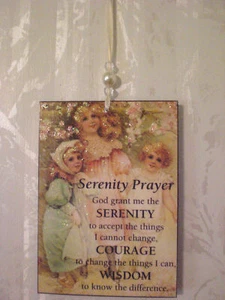 Vintage Sparkle Serenity Prayer Beaded Plaque Ornament - Picture 1 of 2