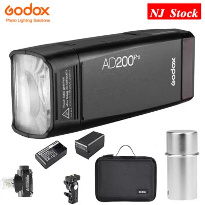 US GODOX AD200Pro 2.4G TTL Pocket Flash Speedlite with Battery+AD-S15 Bulb Cover - Image 1 of 4