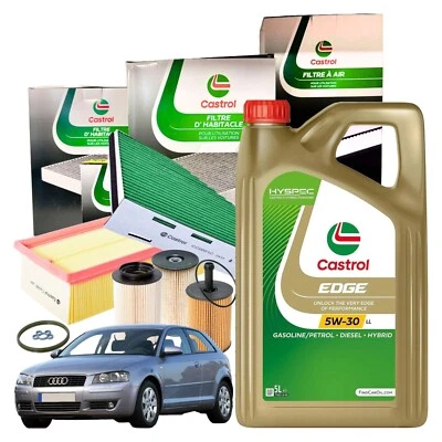 Kit Tagliando Castrol 4 Filtri + 5L Olio EDGE 5W30 LL AUDI A3 8P1 1.9 TDI - Immagine 1 di 4