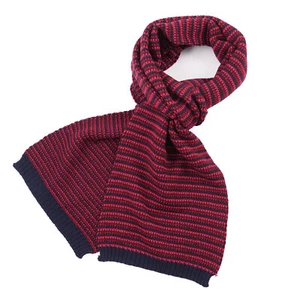 Drumohr Navy Blue Pink and Burgundy Knit Merino Wool Scarf NWT $278 - Picture 1 of 3