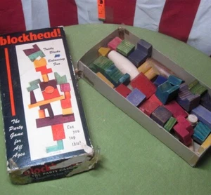 BLOCKHEAD incomplete puzzle game 1954 brain-teaser Saalfield Publishing squares - Picture 1 of 5