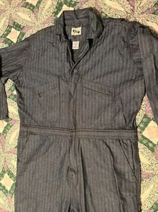 Vintage Key Imperial Jumpsuit XLS 100% Cotton Blue Herringbone Coveralls 48x28 - Picture 1 of 5
