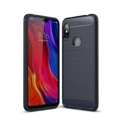 Custodia Cellulare Protettiva per Xiaomi Redmi Note 6 Bumper Carbonio Ottica Blu - Immagine 1 di 4