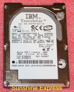 OEM Apple 655-1018 IBM Travelstar 30GB 2.5" IDE Hard Drive IC25N030ATCS04-0 - Picture 1 of 1