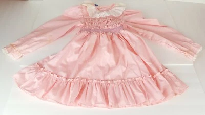 VINTAGE Polly Flinders Dress Sz 6 Girls Smocked Prairie Party Ruffle Dolly FLAWS - Image 1 of 4