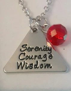 Alcoholics Anonymous sobriety necklace 18 inch AA NA GA serenity courage wisdom - Picture 1 of 6