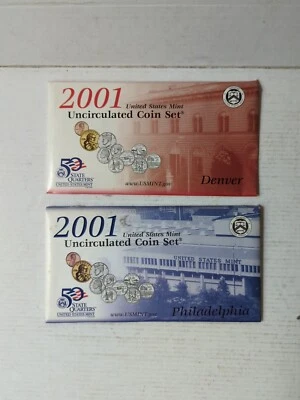 2001 US Mint Uncirculated P & D UNC Set 20 Coins Total Clad - Image 1 of 4