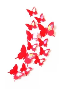 3D Decorative Christmas Red White Butterfly Flash Flowers Decor Wall Stickers - Picture 1 of 7