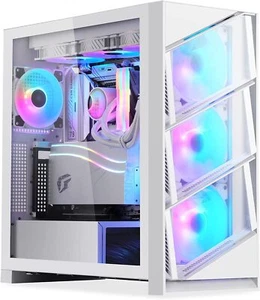 Segotep White T3 ATX PC Computer Case Mid-Tower Gaming PC Case for 40 Series GPU - Picture 1 of 8