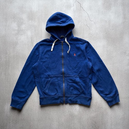 LOUIS VUITTON（LV） Polo Ralph Lauren Felpa con Cappuccio Uomo L Blu Cappuccio Termico Zip Felpa Pesante Pony