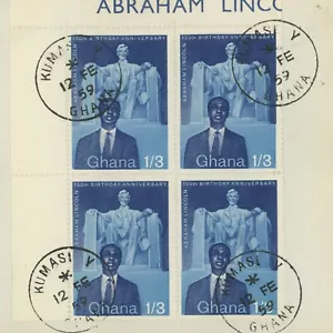 Ghana 40 Abraham Lincoln Birth 150th Anniversary FDC First Day Cover 1959 Kumasi - Picture 1 of 2