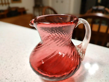 Pilgrim Glass Cranberry Glass 3.5" Pitcher with Applied Clear Handle