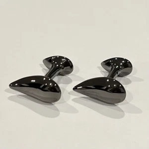Black Water Drop Tear Drop Cuff Links In Box Men Gifts Birthday Father’s Day - Picture 1 of 7