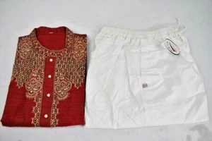 Sheikh Sadi Garments: Long Red Top Size 42, White Pants Size 44 - Picture 1 of 11