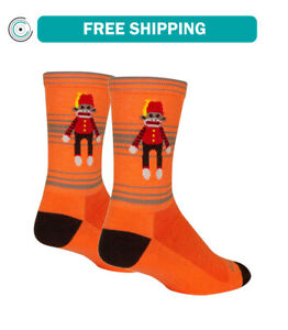 SockGuy Funky Monkey Crew Socks - 6 inch, Orange/Red/Brown, Large/X-Large