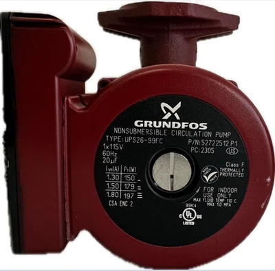 52722512 GRUNDFOS UPS26-99FC (UP2699FC) 3 SPEED 1/6 HP CAS - Image 1 of 3
