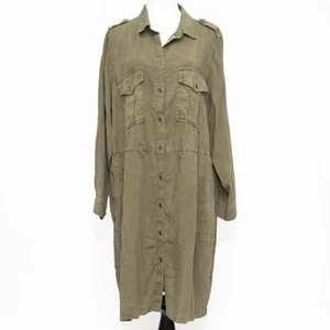 Anthropologie Cloth & Stone Olive Green Long Sleeve Utility Dress Size 1X - Picture 1 of 9