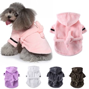 Bata de noche de lana para mascotas gatos perros pijama albornoz vestido absorbente toalla - Imagen 1 de 26