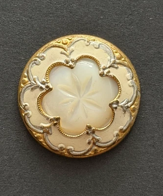 Vintage MOP Set in Painted Metal Button - 15/16" (Y4) - Image 1 of 4