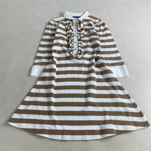 Abito Burberry blu etichetta bordo volant ricamato pezzo unico taglia 38