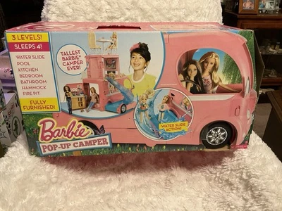 Nuevo Mattel Barbie Pop Up Pop Up Cámper 3 Niveles Rosa RV Autobús Casa Furgoneta Camión Set Foto 1 de 4