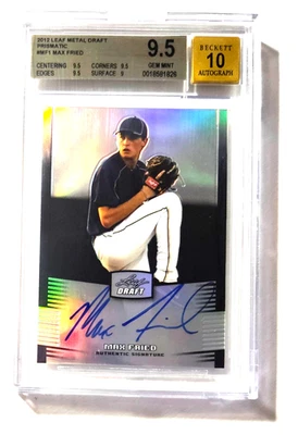 Max Fried 2012 Leaf Metal Draft Prismatic RC Auto 97/99 grade 9.5 Gem Mint - Image 1 of 2
