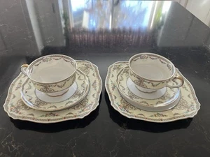 2 juegos de taza, platillo, plato cuadrado de almuerzo Paul Muller Selb Bavaria LAKEWOOD de colección - Imagen 1 de 9