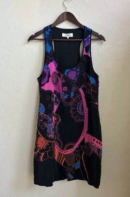 Tibi New York 100% Silk Tank Dress 10 Colorful Print Resort Relaxed Bubble Hem - Image 1 of 4