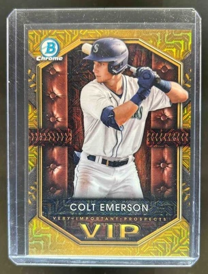 2025 Bowman Colt Emerson Very Important Prospects Chrome Gold Refractor #15/50 - Image 1 of 2
