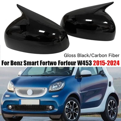 For Benz Smart Fortwo Forfour W453 2015-2024 Ox Horn Side Mirror Cover Trim Caps - Image 1 of 4