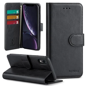 iPhone XR Wallet Case, PU Leather Magnetic Flip Folio Phone Case with Credit ... - Picture 1 of 8